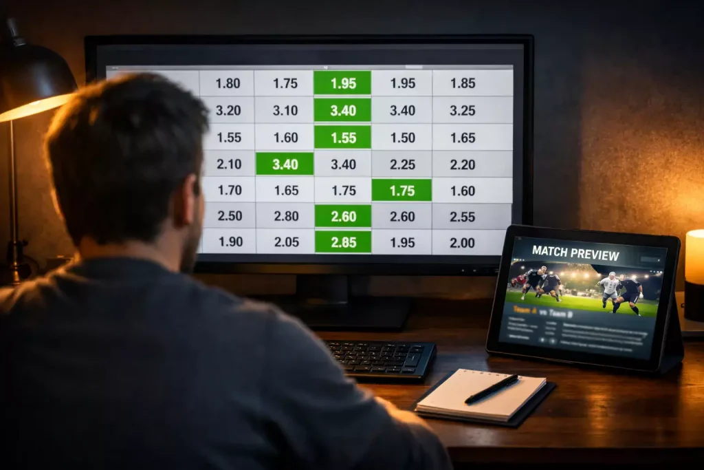 Meilleures cotes combinés : écran d