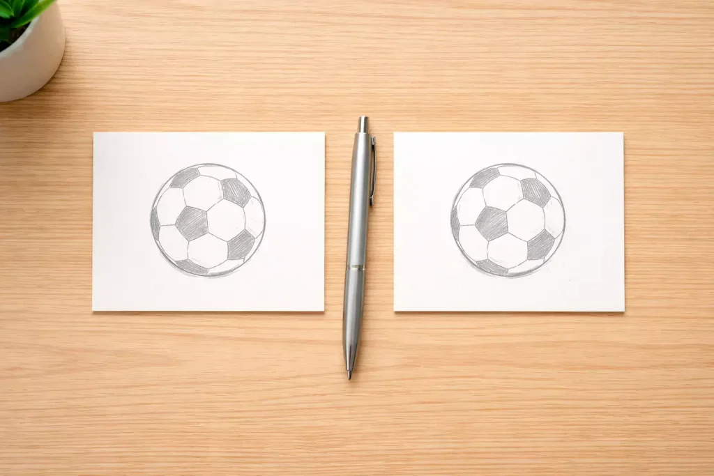 Deux billets de match de football posés côte à côte sur une table en bois